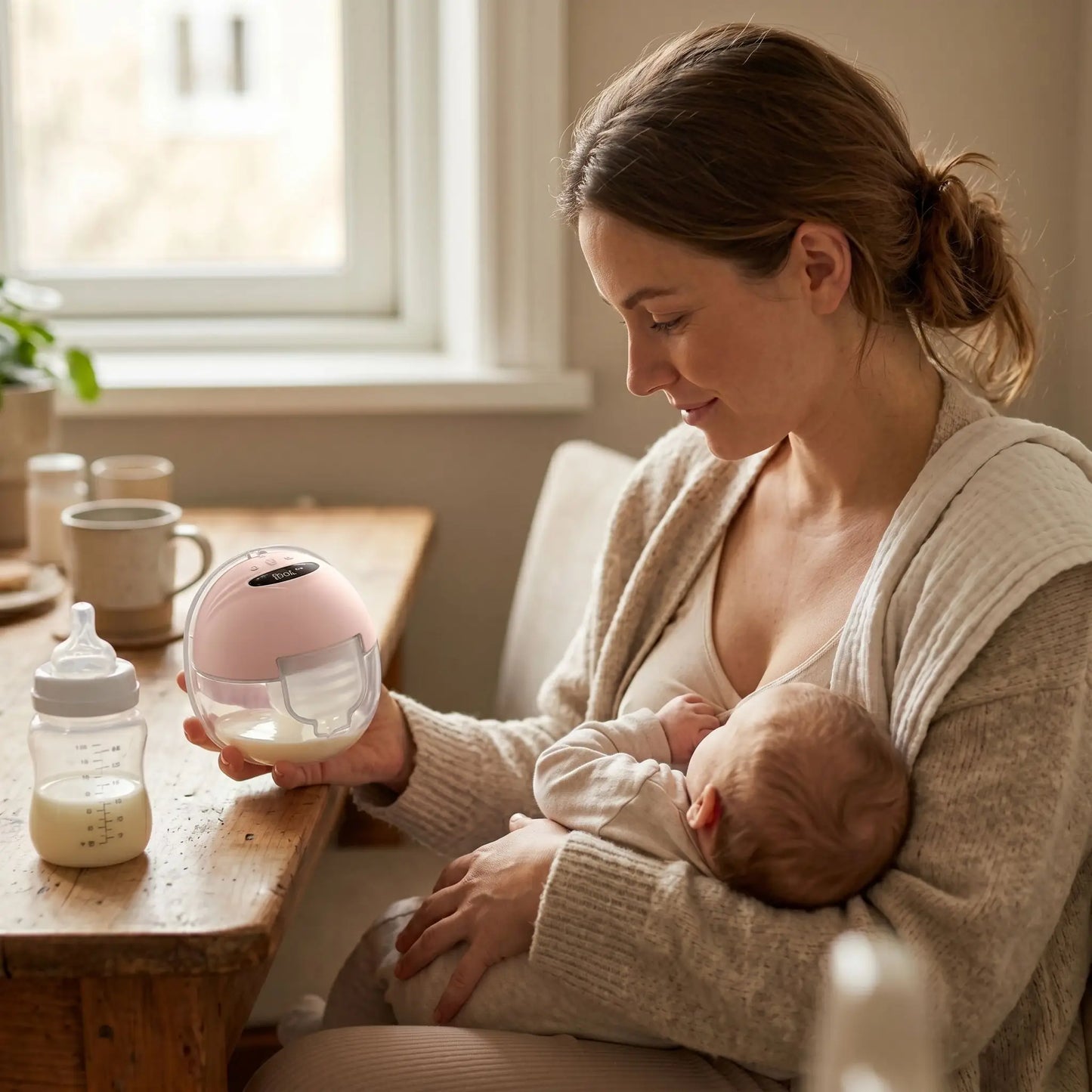 jeune maman tire electrique cuisine