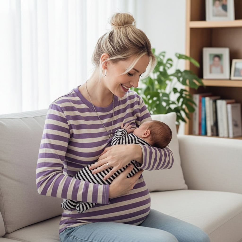 maman bebe t shirt allaitement violet