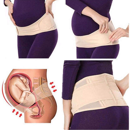 Ceinture grossesse beige soutenant le dos et le ventre