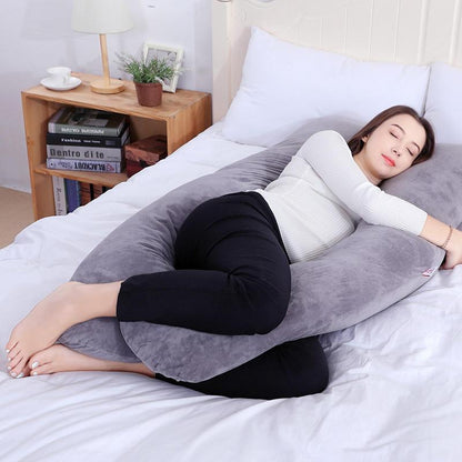 femme dort coussin de grossesse pourdormir gris