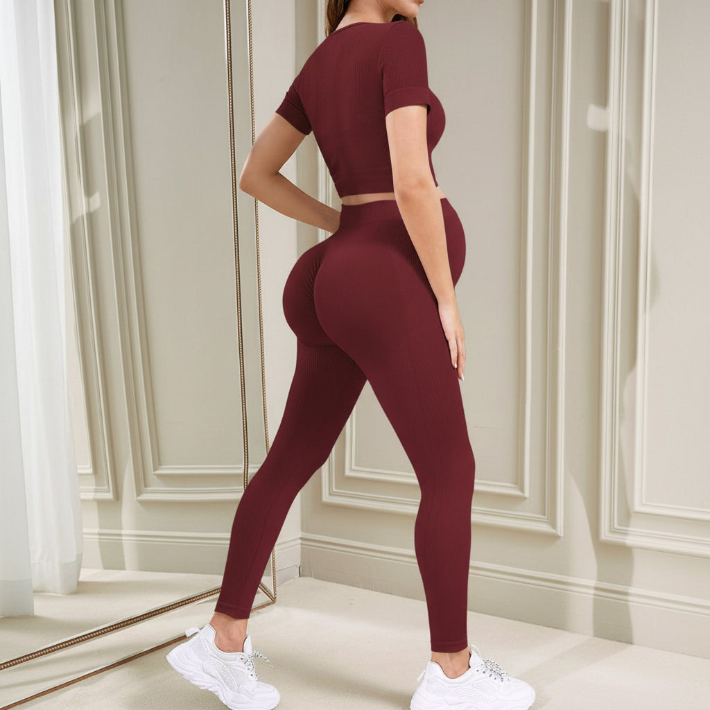 femme enceinte combinaison legging sport grossesse marron