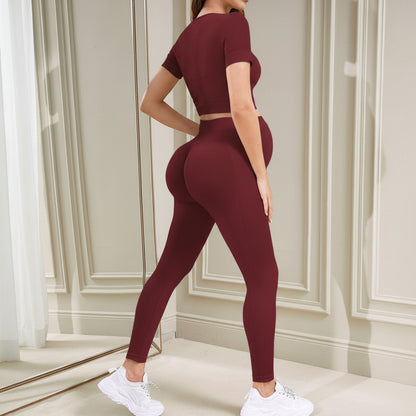 femme enceinte combinaison legging sport grossesse marron