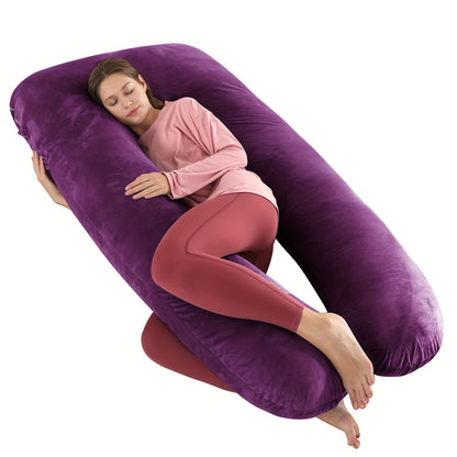 femme enceinte dort coussin de grossesse ergonomique violet