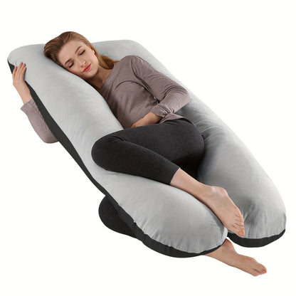 femme enceinte dort coussin de grossesse ergonomique gris-noir