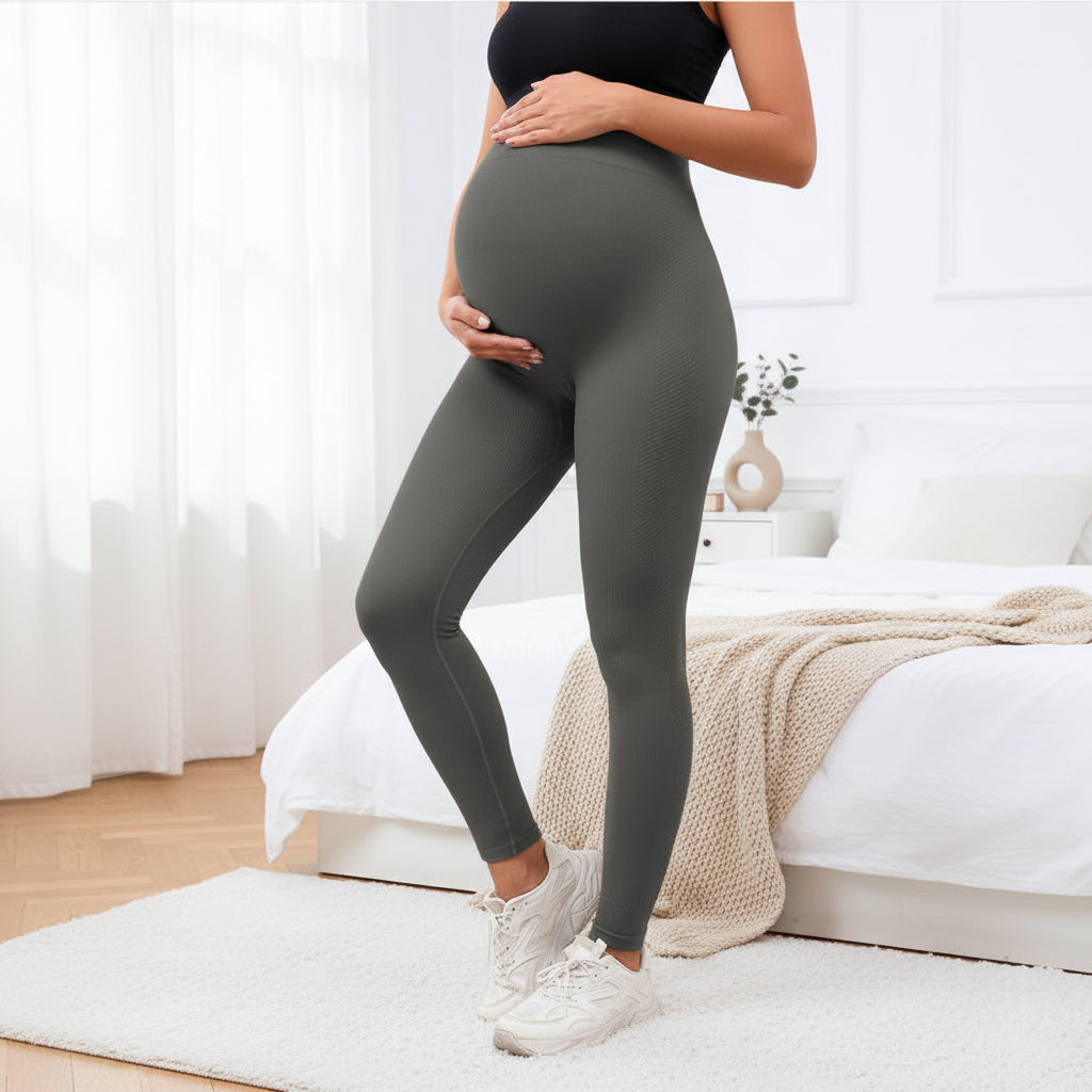 femme enceinte legging sport grossesse gris fonce