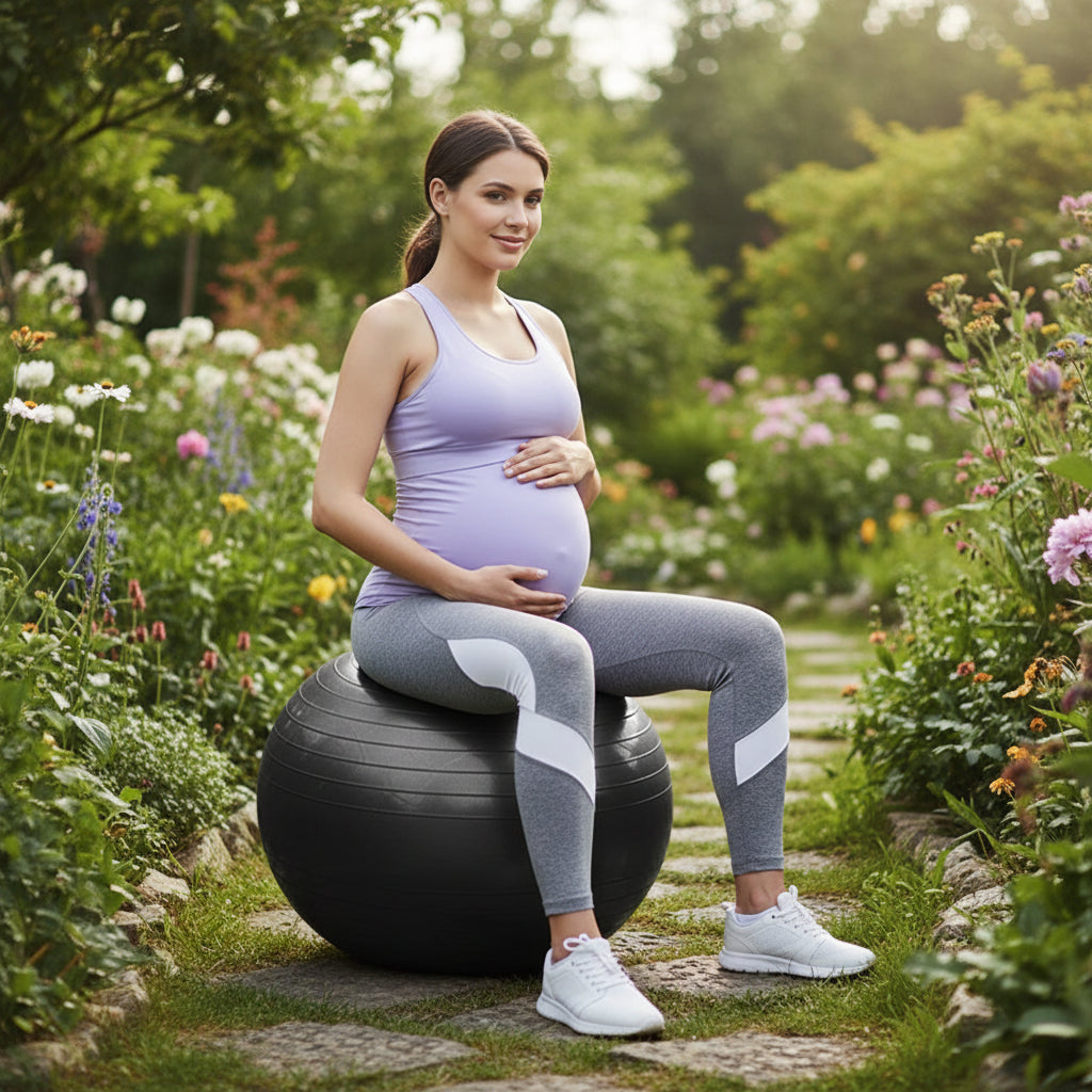 femme enceinte ballon pour grossesse dans jardin