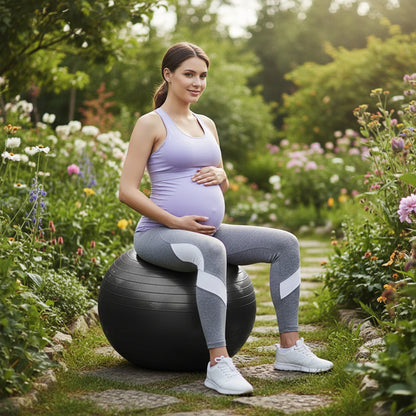 femme enceinte ballon pour grossesse dans jardin