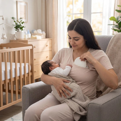 jeune maman bebe coussinet d'allaitement berceau