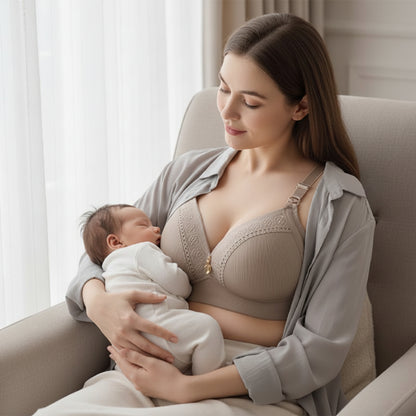 maman assise canape bebe dort soutien gorge allaitement  grande taille
