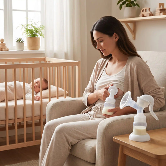 maman-bebe-berceau tire lait manuel man