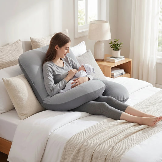 maman bebe coussin allaitement grossesse gris lit