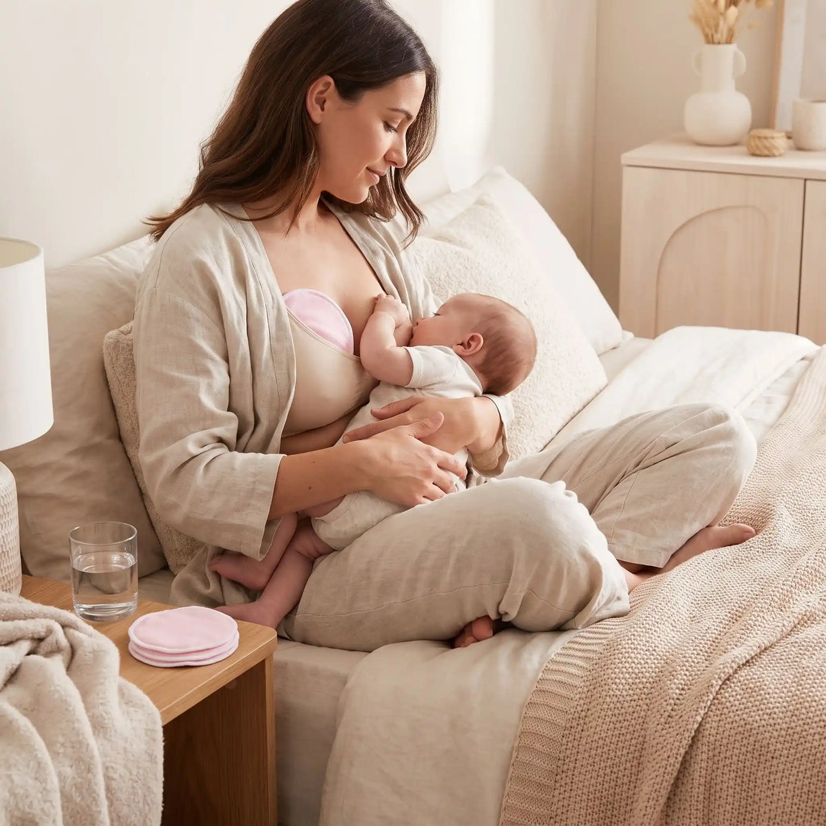 maman bebe lit coussinet d'allaitement lavable rose 