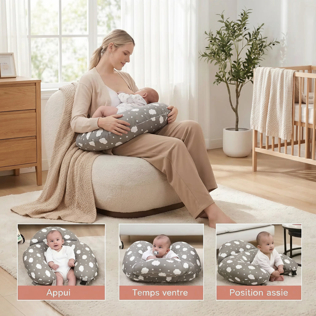 maman bebe tete coussin allaitement chaise berceau trois bebes