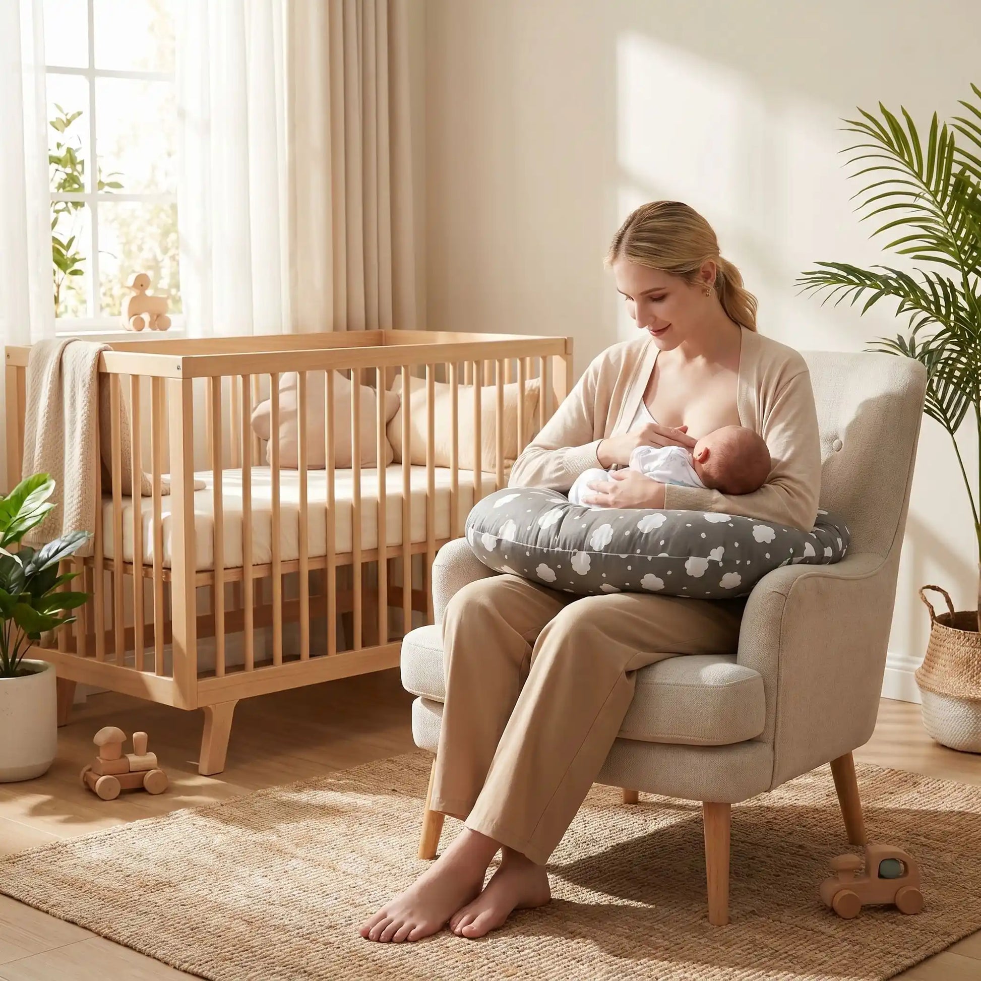 maman bebe tete coussin allaitement chaise berceau