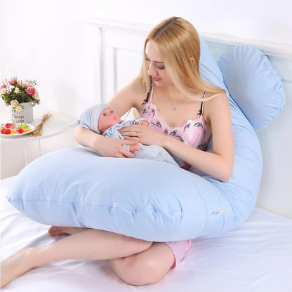 maman bebe tete coussin de grossesse bleu