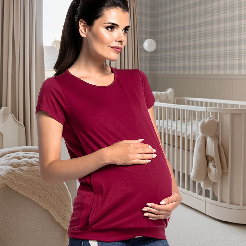 maman berceau T shirt d'allaitement rouge