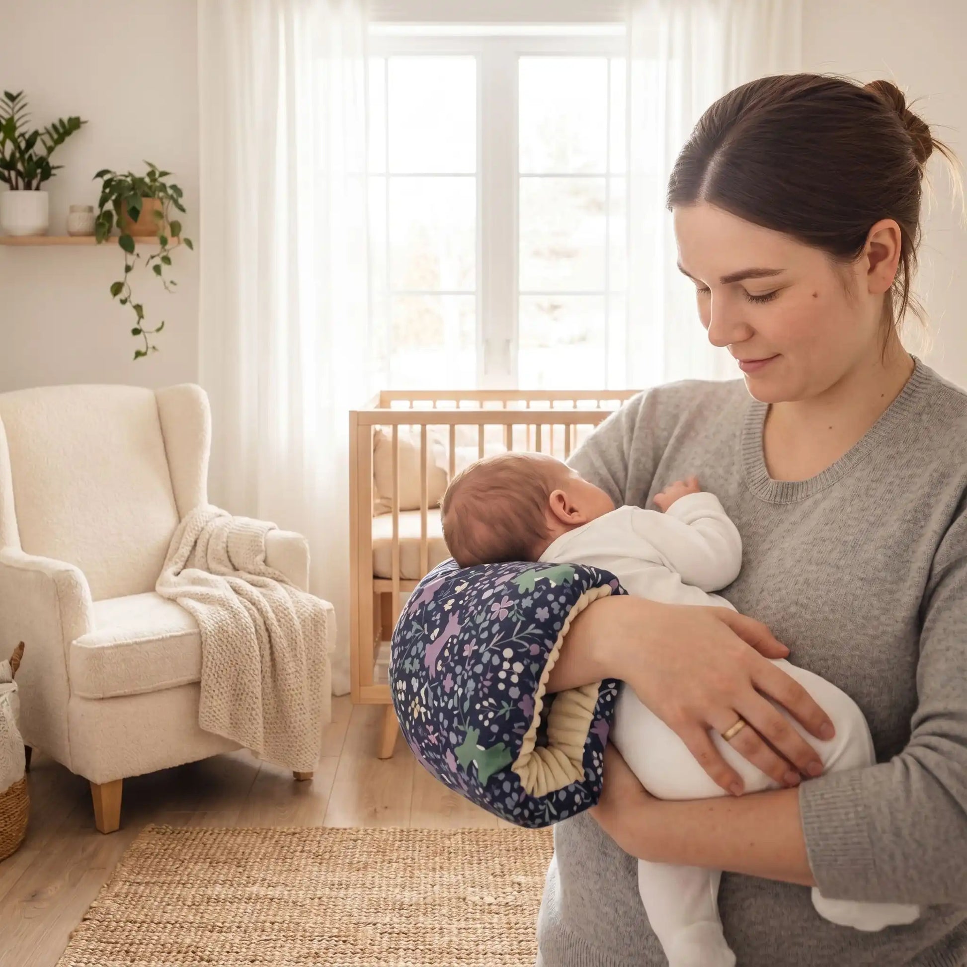 maman debout chambre coussin d'allaitement 