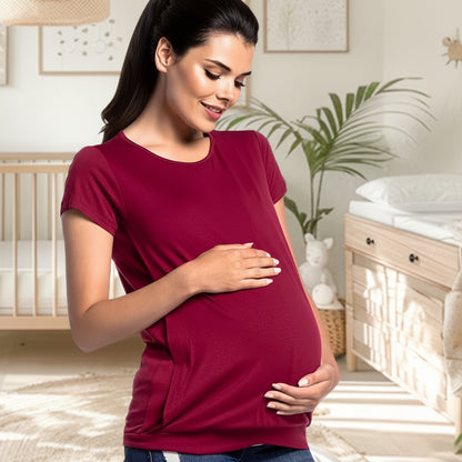 maman enceinte T-shirt pour allaiter rouge