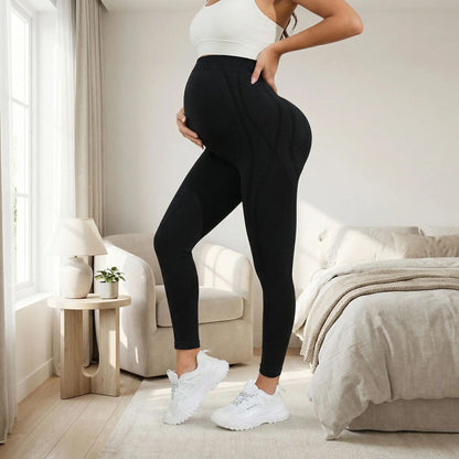 maman enceinte legging grossesse noir chambre main ventre