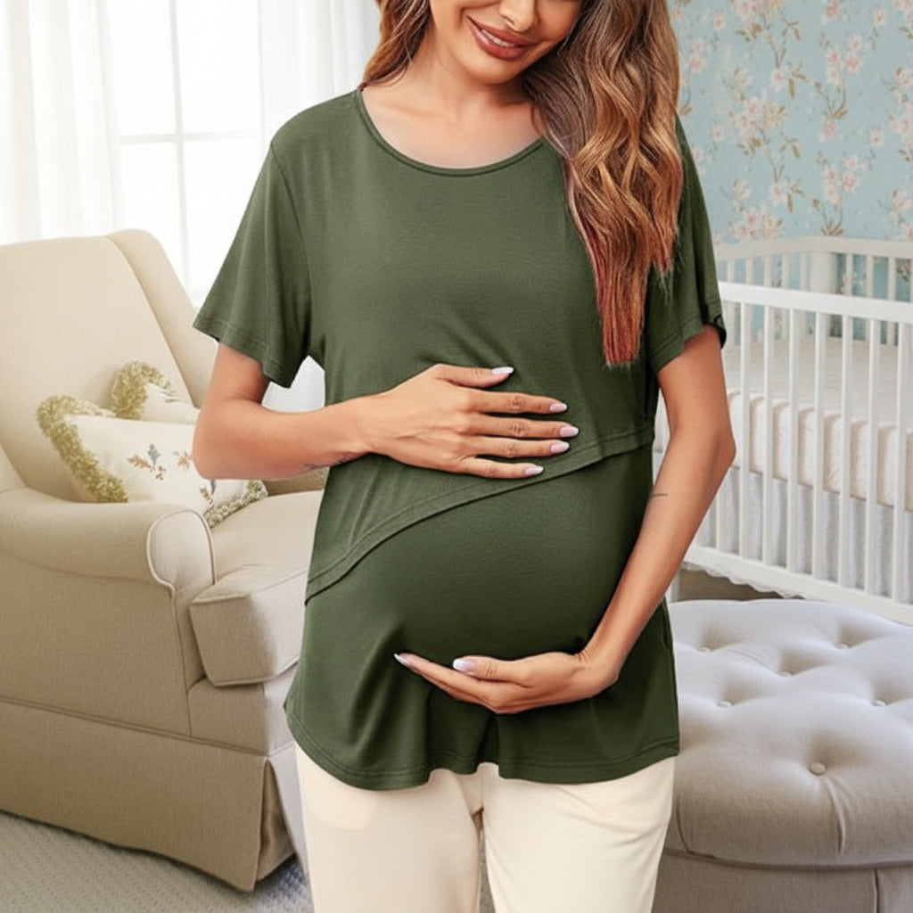 maman grossesse berceau canape T-shirt pour allaiter 