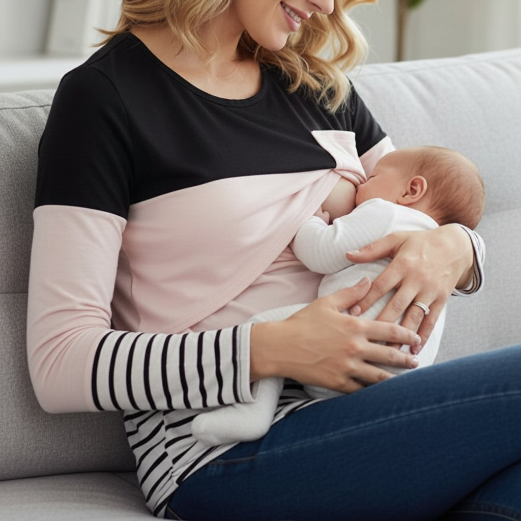 mere bebe tete canape T shirt allaitement 