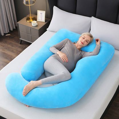 mere coussin de grossesse forme u bleu ciel