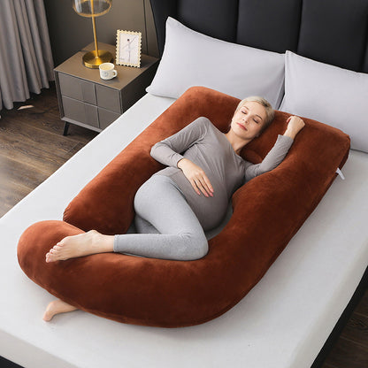 mere coussin de grossesse forme u gris marron