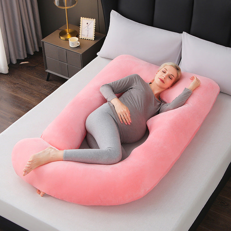 mere coussin de grossesse forme u rose