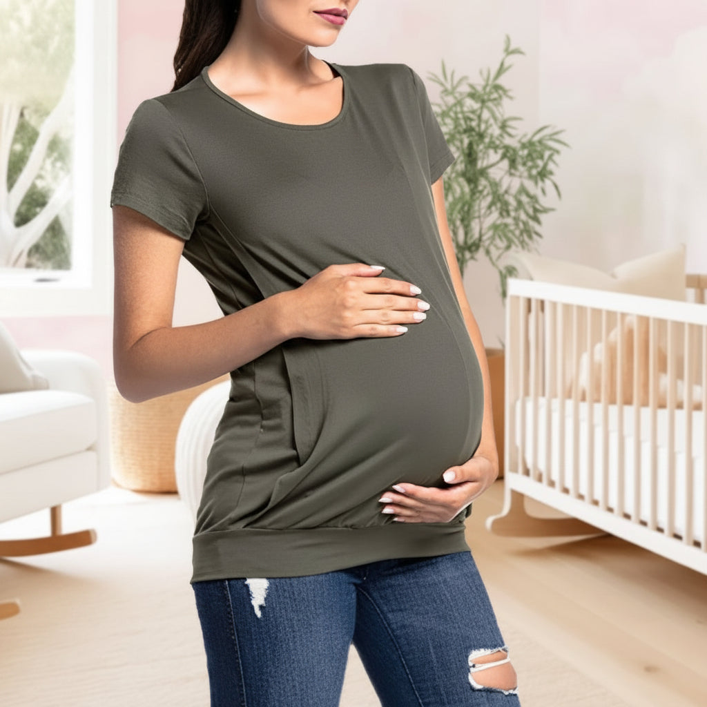 mere enceinte berceau T-shirt pour allaiter  vert