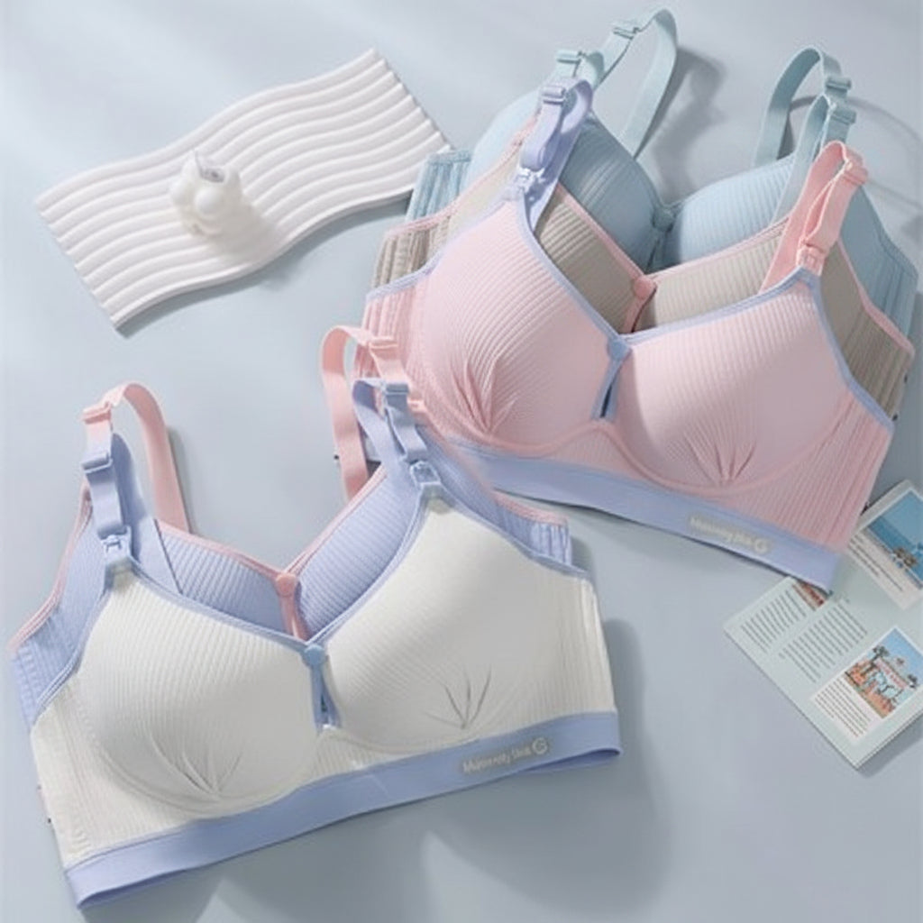 Soutien gorge allaitement rose blanc bleur